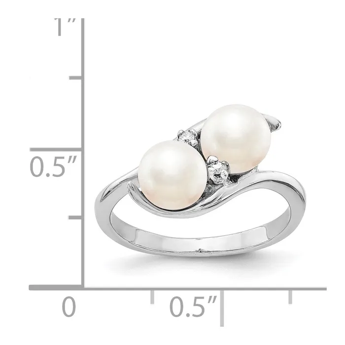 14k White Gold 6mm FW Cultured Pearl VS Real Diamond ring Goldiacom Rings