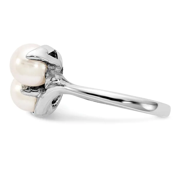 14k White Gold 6mm FW Cultured Pearl VS Real Diamond ring Goldiacom Rings