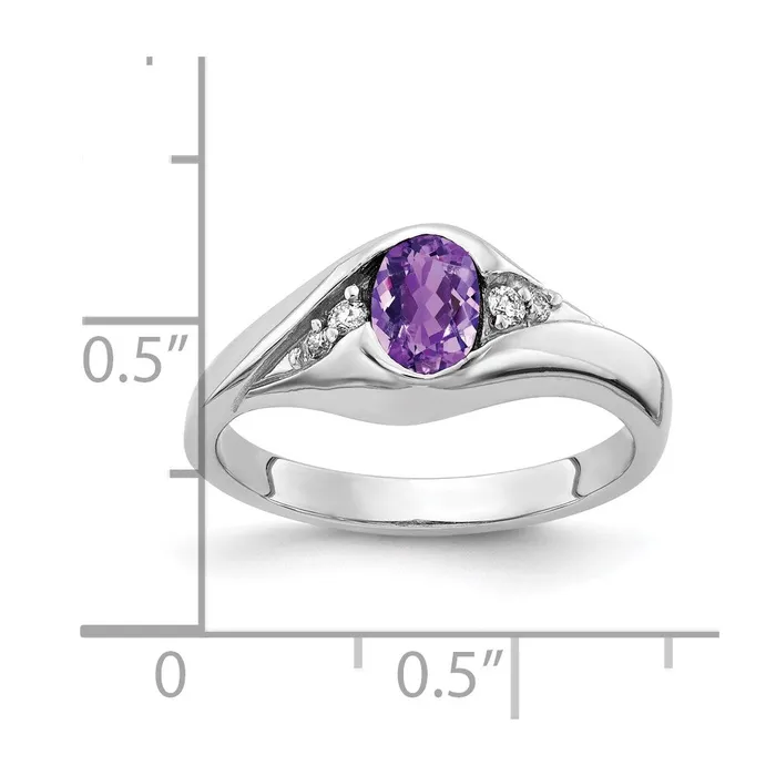 14k White Gold 6x4mm Oval Amethyst Checker AA Real Diamond ring goldiaca Rings 14k White Gold 6x4mm Oval Amethyst Checker AA Real Diamond ring goldiaca Rings