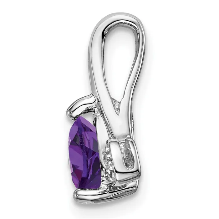 14K White Gold Amethyst and Real Diamond Heart Pendant Goldia Necklaces