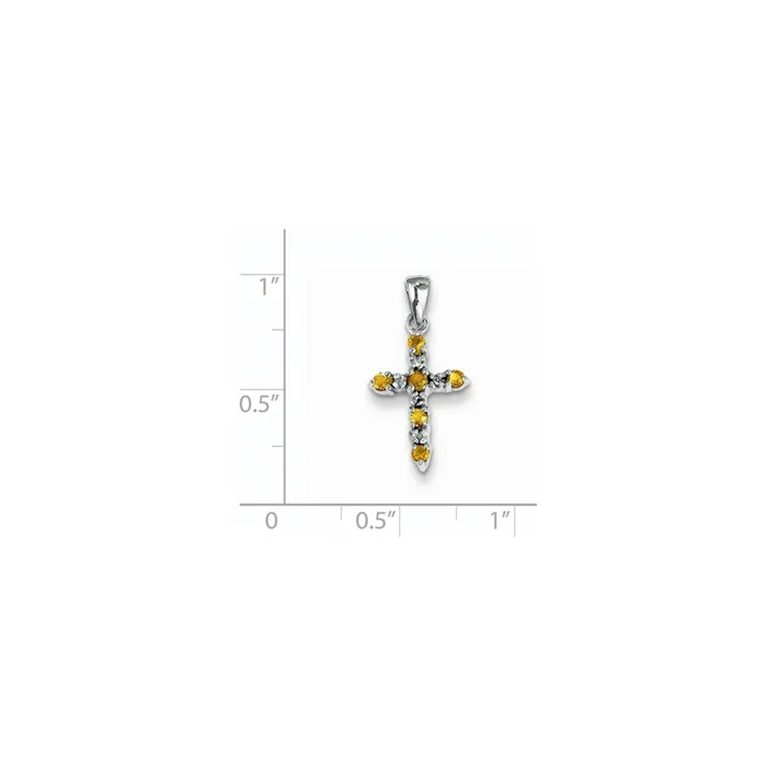 14k White Gold Citrine and Diamond Cross Pendant Goldiacom Necklaces