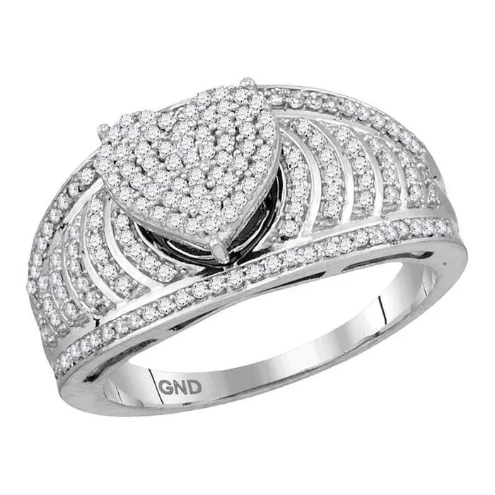 14k White Gold Diamond Elevated Heart Cluster Bridal Engagement Ring 12 Cttw gndatlanta Rings