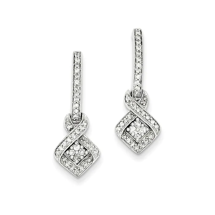 14K White Gold Fancy Dangle Real Diamond Post Earrings Goldia Earrings 14K White Gold Fancy Dangle Real Diamond Post Earrings Goldia Earrings