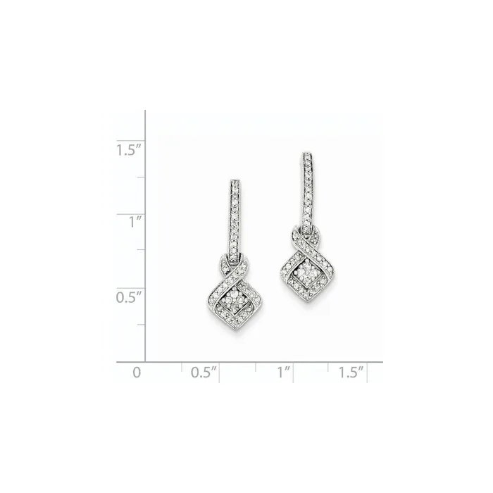 14K White Gold Fancy Dangle Real Diamond Post Earrings Goldia Earrings