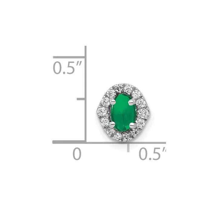 14k White Gold Halo Real Diamond and Cabochon 73 Emerald Chain Slide Goldia Necklaces