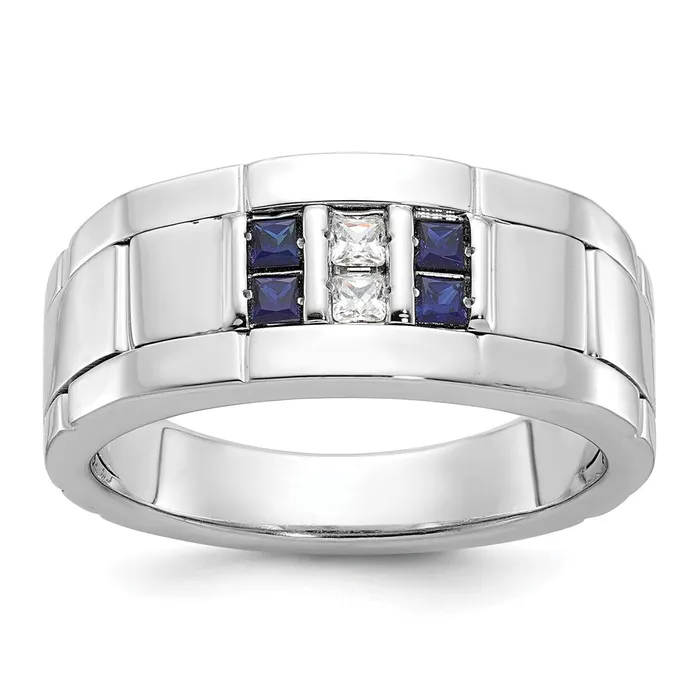 14k White Gold Mens Satin SapphireDiamond Ring Mounting Goldia Rings
