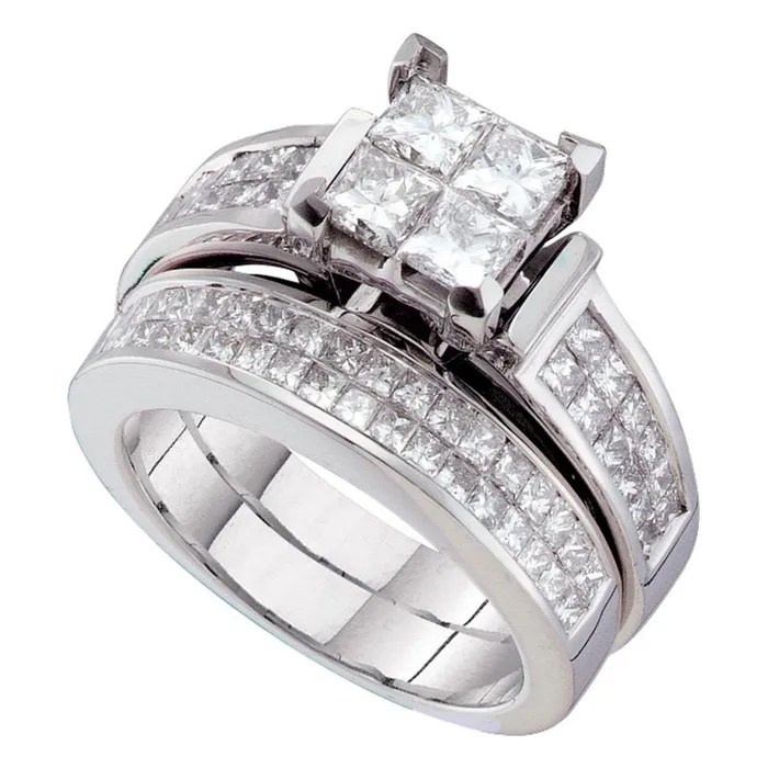 14k White Gold Princess Diamond Bridal Wedding Ring Set 212 Cttw gndatlanta Rings 14k White Gold Princess Diamond Bridal Wedding Ring Set 212 Cttw gndatlanta Rings