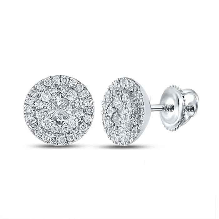 14k White Gold Princess Diamond Halo Cluster Earrings 38 Cttw gndatlanta Earrings 14k White Gold Princess Diamond Halo Cluster Earrings 38 Cttw gndatlanta Earrings