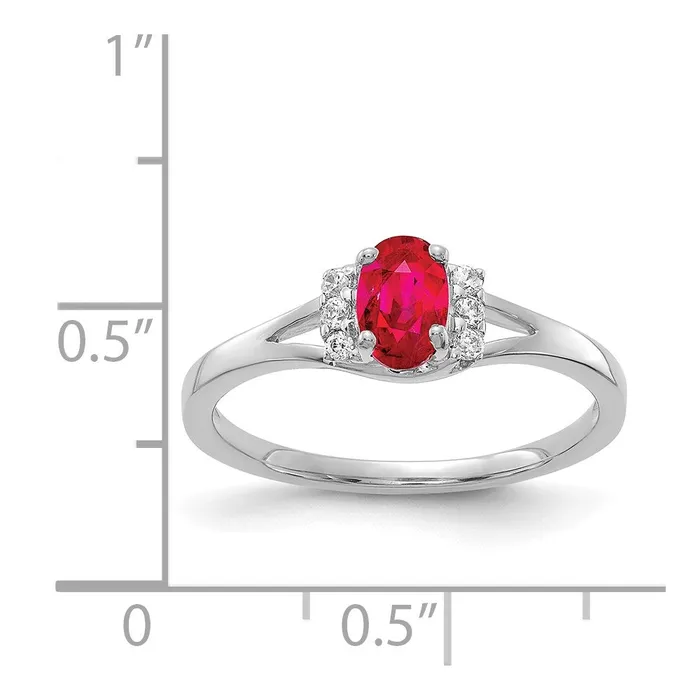 14k White Gold Real Diamond and Oval Ruby Ring Goldiacom Rings