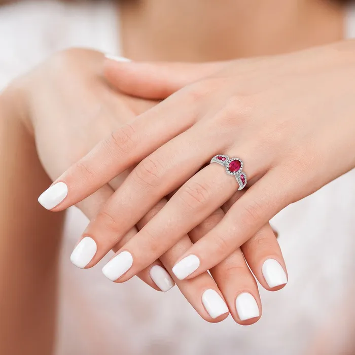 14k White Gold Real Diamond and Oval Ruby Ring Goldiacom Rings
