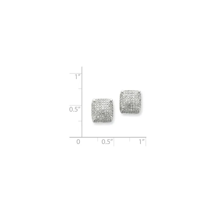 14K White Gold Real Diamond Medium Cube Post Earrings Goldia Earrings
