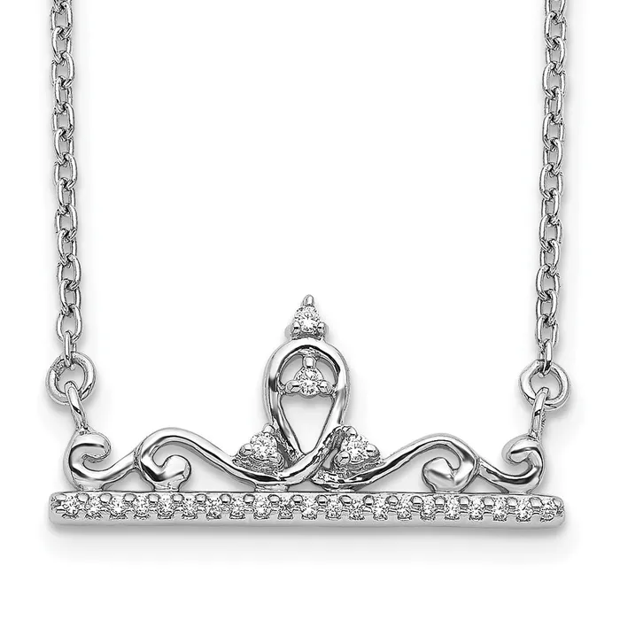 14k White Gold Real Diamond Tiara Necklace Goldia Necklaces