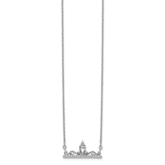 14k White Gold Real Diamond Tiara Necklace Goldia Necklaces