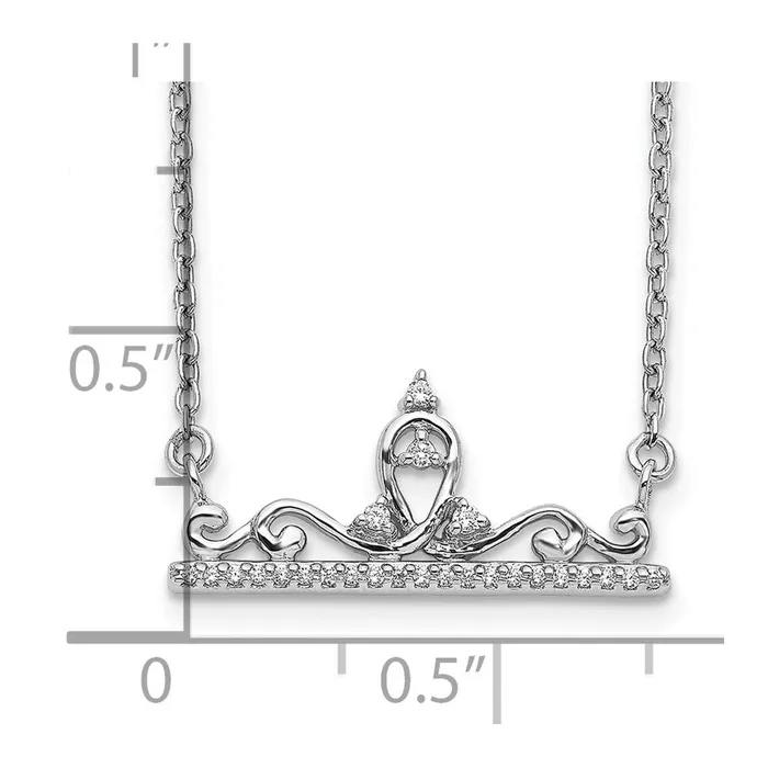 14k White Gold Real Diamond Tiara Necklace Goldia Necklaces