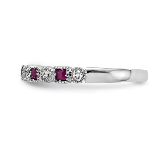 14k White Gold Real Diamond wRuby Band Goldia Rings