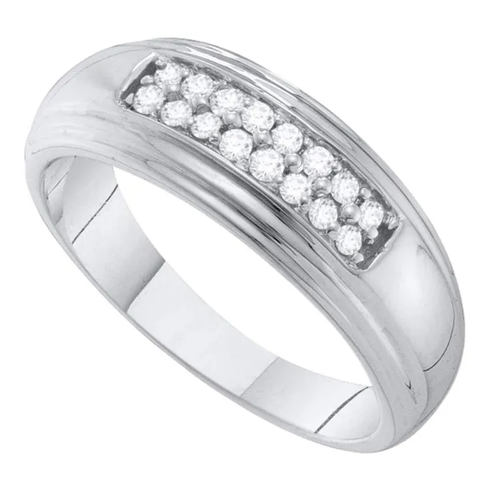 14k White Gold Round Diamond 2row Wedding Band Ring 14 Cttw gndatlanta Rings