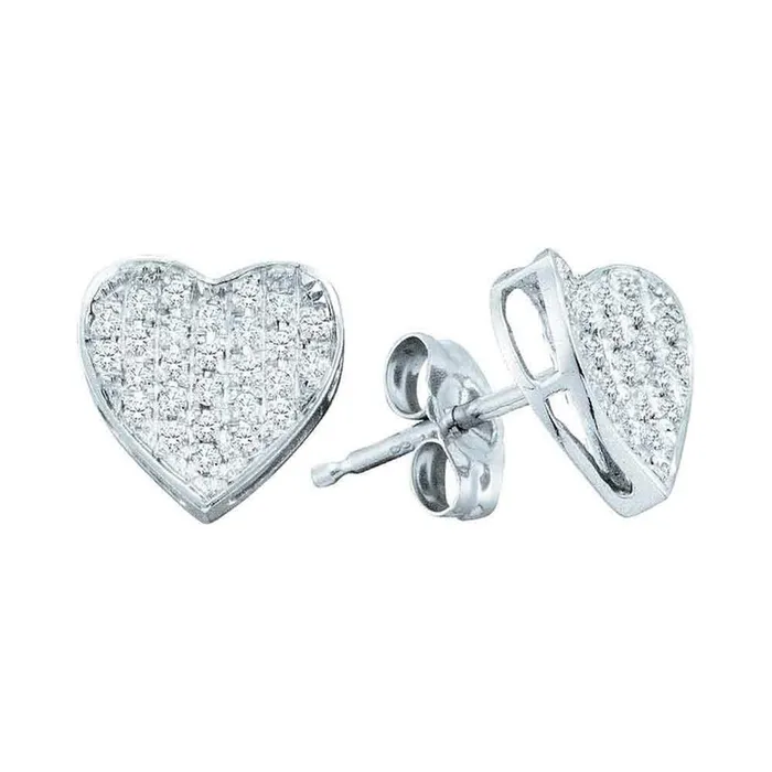 14k White Gold Round Diamond Concave Heart Earrings 15 Cttw gndatlanta Earrings 14k White Gold Round Diamond Concave Heart Earrings 15 Cttw gndatlanta Earrings