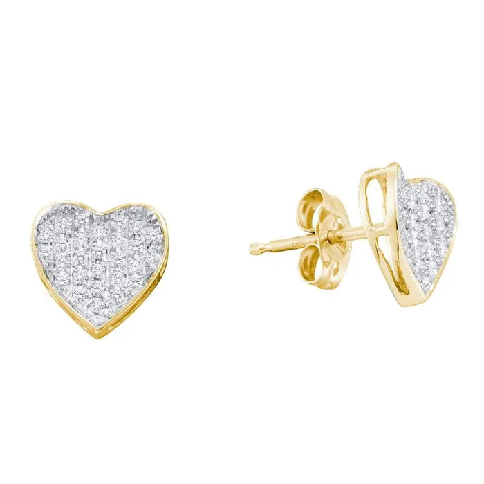 14k White Gold Round Diamond Concave Heart Earrings 15 Cttw gndatlanta Earrings