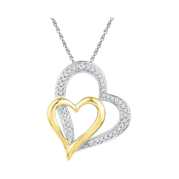 14k White Gold Round Diamond Twotone Double Heart Pendant 18 Cttw gndatlanta Rings 14k White Gold Round Diamond Twotone Double Heart Pendant 18 Cttw gndatlanta Rings