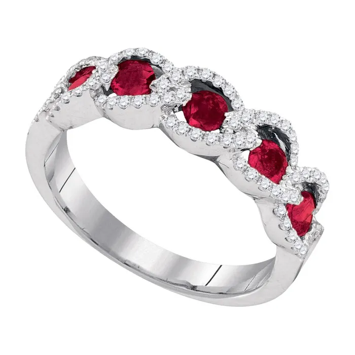 14k White Gold Round Ruby Diamond Outline Band 34 Cttw gndatlanta Rings 14k White Gold Round Ruby Diamond Outline Band 34 Cttw gndatlanta Rings