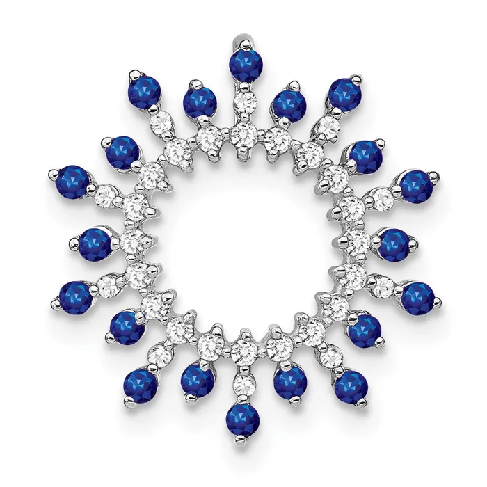 14k White Gold Sapphire and Real Diamond Snowflake Chain Slide Goldia Necklaces 14k White Gold Sapphire and Real Diamond Snowflake Chain Slide Goldia Necklaces