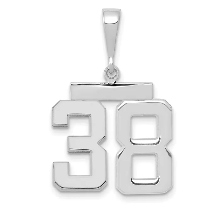 14k White Goldw Medium Polished Number 38 Charm Goldia Charm Necklaces