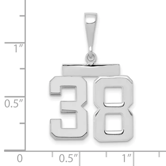 14k White Goldw Medium Polished Number 38 Charm Goldia Charm Necklaces