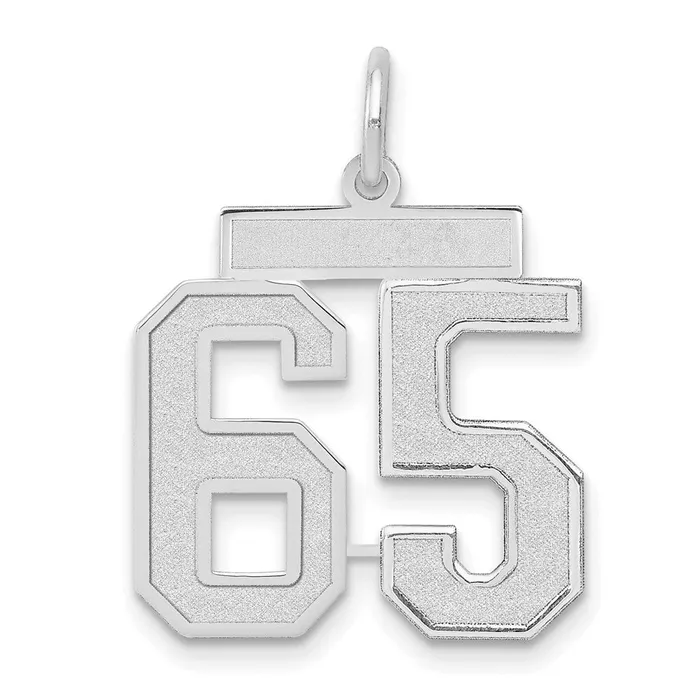 14k White Goldw Medium Satin Number 65 Charm Goldia Charm Necklaces