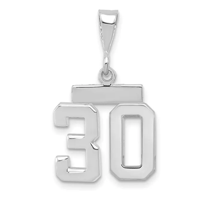 14k White Goldw Small Polished Number 30 Charm Goldia Charm Necklaces