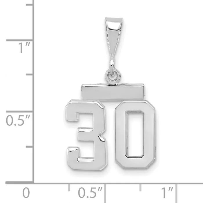 14k White Goldw Small Polished Number 30 Charm Goldia Charm Necklaces