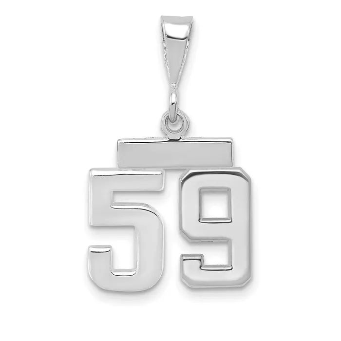 14k White Goldw Small Polished Number 59 Charm Goldia Charm Necklaces