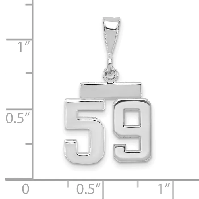 14k White Goldw Small Polished Number 59 Charm Goldia Charm Necklaces