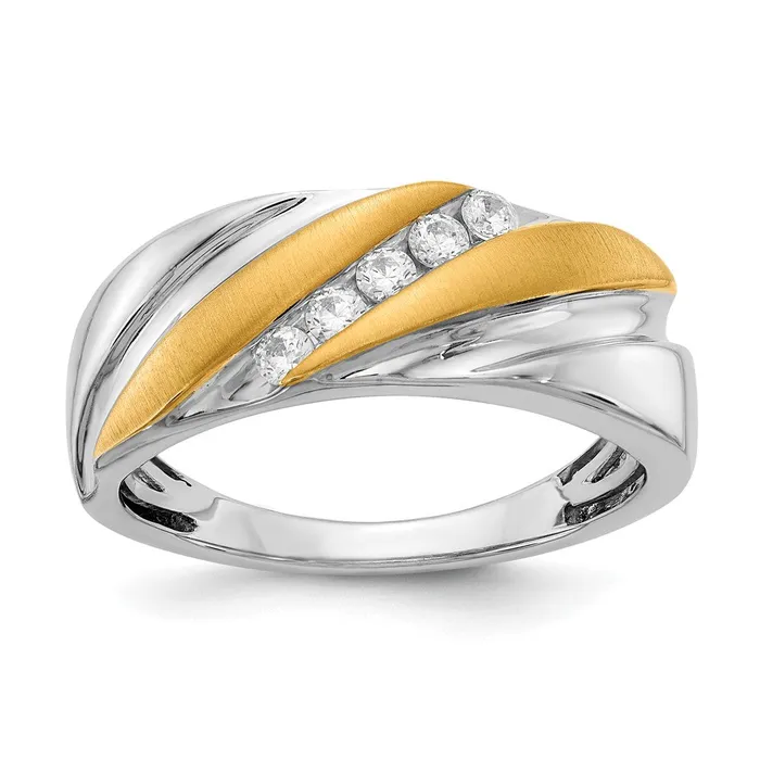 14k White Yellow Gold Real Diamond Mens Ring Goldia Rings