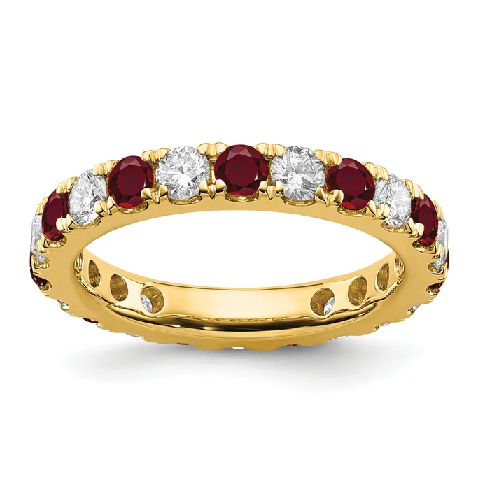 14k Yellow Gold 1 Ct Lab Grown Diamond VSSI G and Lab Created Ruby Eternity Band Ring Goldia Rings 14k Yellow Gold 1 Ct Lab Grown Diamond VSSI G and Lab Created Ruby Eternity Band Ring Goldia Rings