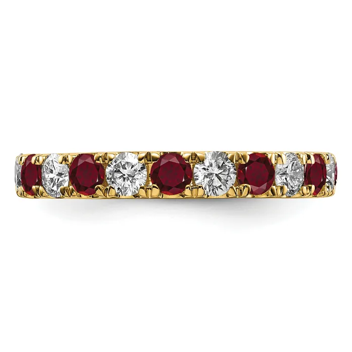 14k Yellow Gold 1 Ct Lab Grown Diamond VSSI G and Lab Created Ruby Eternity Band Ring Goldia Rings