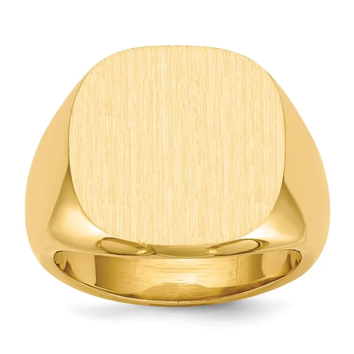 14K Yellow Gold 170x170mm Closed Back Mens Signet Ring Goldia Rings