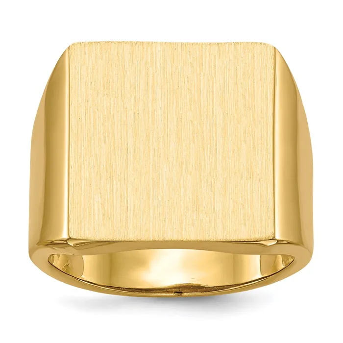 14K Yellow Gold 175x165mm Open Back Mens Signet Ring Goldia Rings