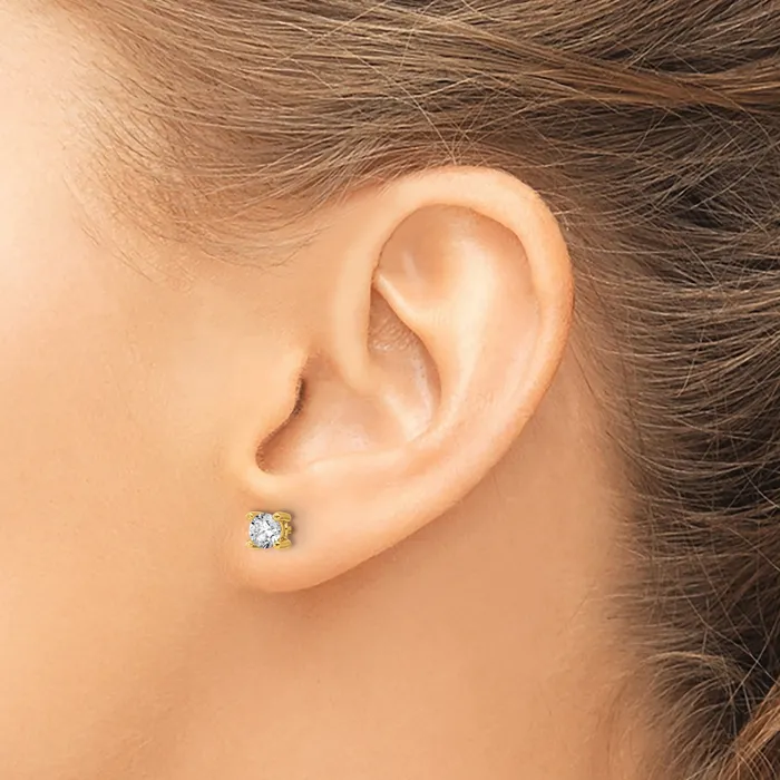 14k Yellow Gold 23 ctw Certified Lab Grown Diamond VSSI G Round 4 Prong Heavy Wt Stud Earrings Goldia Earrings