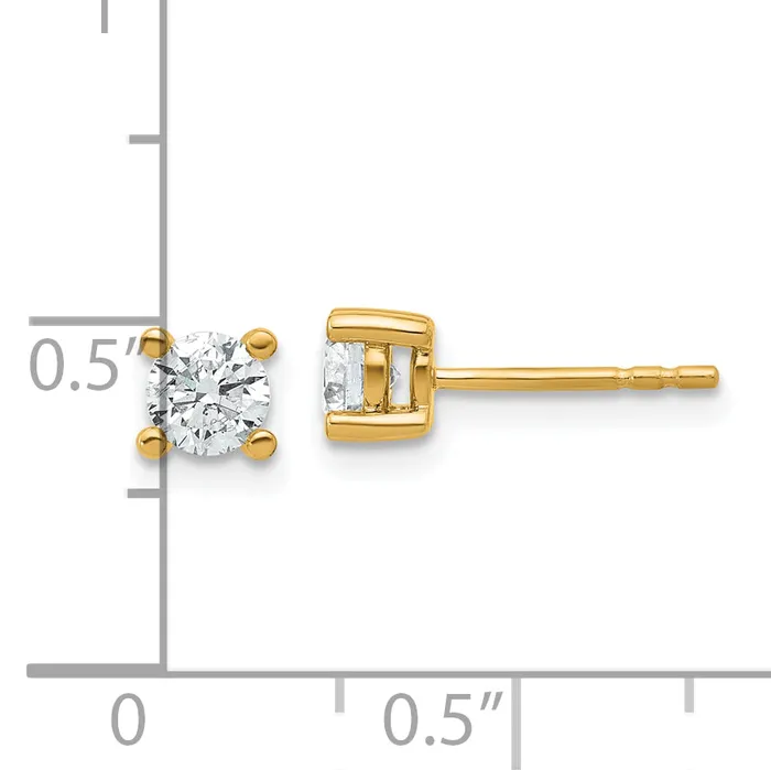 14k Yellow Gold 23 ctw Certified Lab Grown Diamond VSSI G Round 4 Prong Heavy Wt Stud Earrings Goldia Earrings