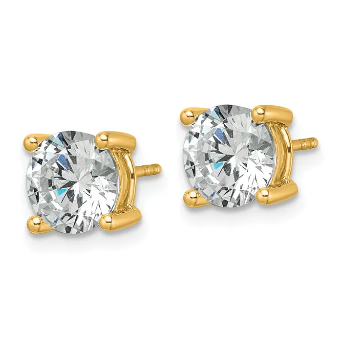 14k Yellow Gold 3 ctw Lab Grown Diamond VSSI G Round 4 Prong Heavy Wt Stud Earrings Goldia Earrings