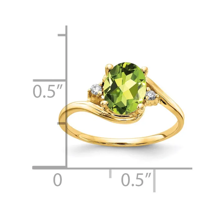 14K Yellow Gold 8x6mm Oval Peridot Checker AAA Real Diamond ring goldiaca Rings 14K Yellow Gold 8x6mm Oval Peridot Checker AAA Real Diamond ring goldiaca Rings