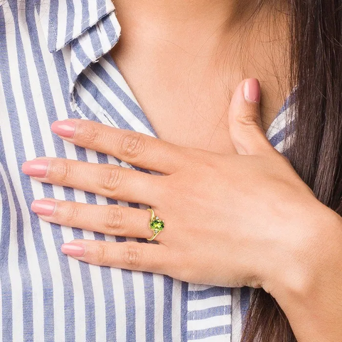 14K Yellow Gold 8x6mm Oval Peridot Checker AAA Real Diamond ring goldiaca Rings 14K Yellow Gold 8x6mm Oval Peridot Checker AAA Real Diamond ring goldiaca Rings