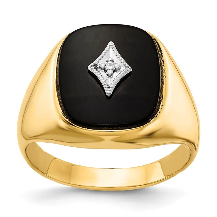 14K Yellow Gold AA Real Diamond mens ring Goldiacom Rings