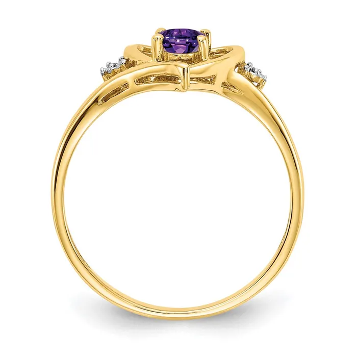 14K Yellow Gold Amethyst and Real Diamond Heart Ring Goldiacom Rings