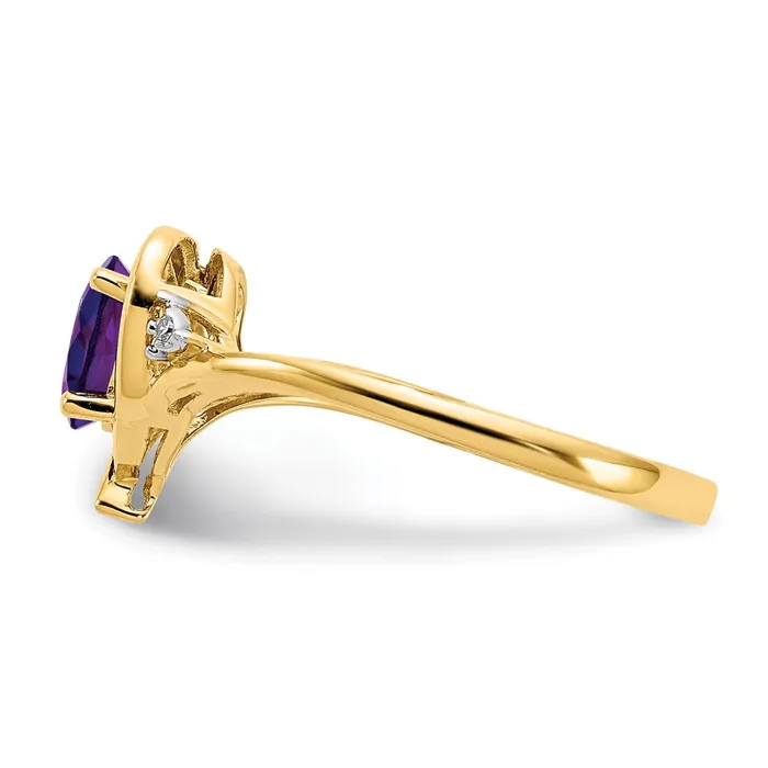 14K Yellow Gold Amethyst and Real Diamond Heart Ring Goldiacom Rings