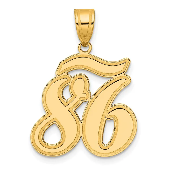 14k Yellow Gold Brushed Border Script Number 86 Pendant Goldia PreStyled Sets
