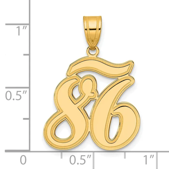 14k Yellow Gold Brushed Border Script Number 86 Pendant Goldia PreStyled Sets