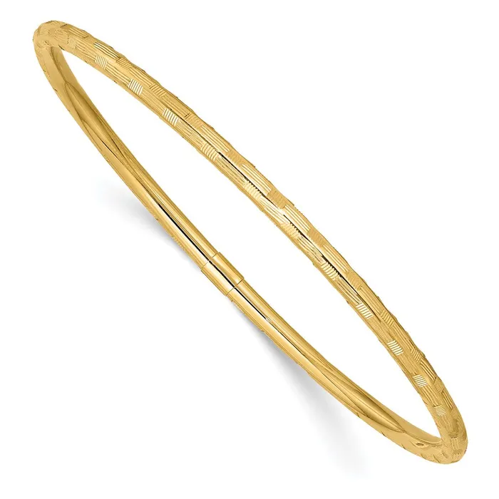 14k Yellow Gold Diamondcut Slipon Bangle Goldia Earrings