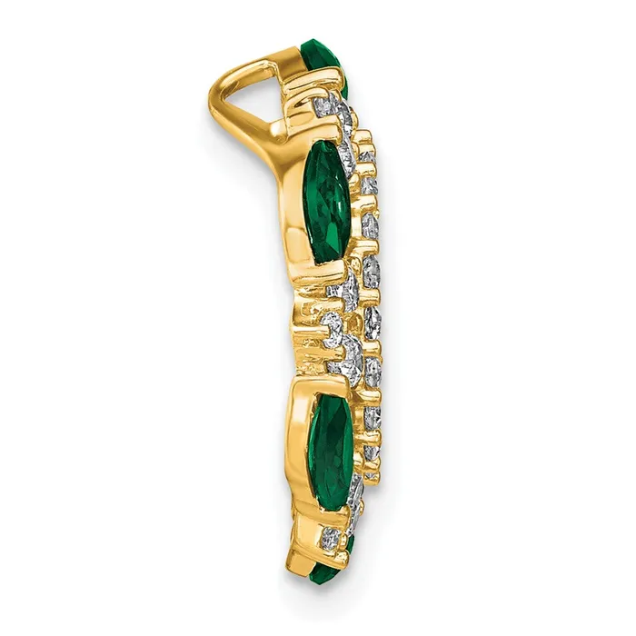 14K Yellow Gold Lab Grown Real Diamond u0026 Created Emerald Pendant Goldia Necklaces