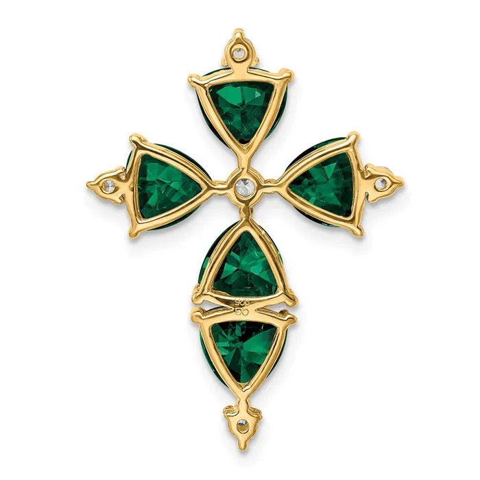 14K Yellow Gold Lab Grown Real Diamond u0026 Created Emerald Pendant Goldia Necklaces